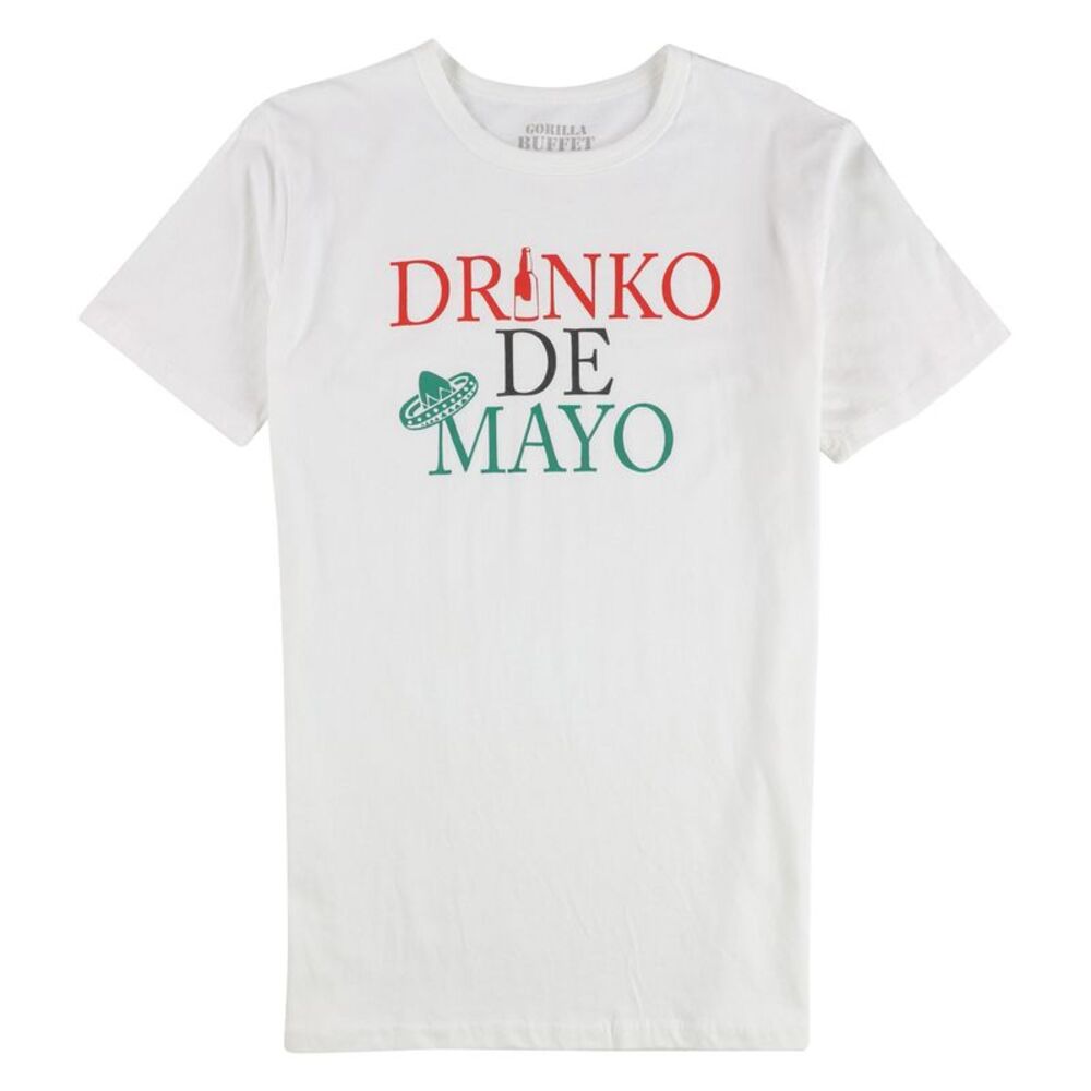 Gorilla Buffet Womens Drinko De Mayo Graphic T-Shirt, White, XL, DM
